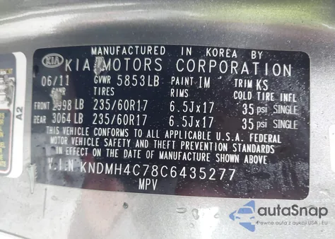 2012 Kia Sedona Ex from USA, damaged, VIN KNDMH4C78C6435277